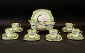 Fine Art Deco Porcelain Tea Set by Bell China, c1930, of conical form,