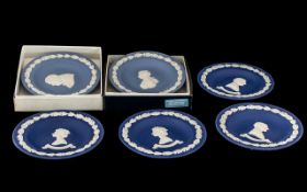 Wedgwood Blue Jasper - six commemorative round sweet dishes,