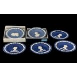 Wedgwood Blue Jasper - six commemorative round sweet dishes,