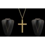 Ladies or Gents 9ct Gold Cross with Attached 9ct Gold Chain. Both Marked for 9ct - 375.