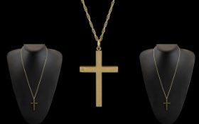 Ladies or Gents 9ct Gold Cross with Attached 9ct Gold Chain. Both Marked for 9ct - 375.