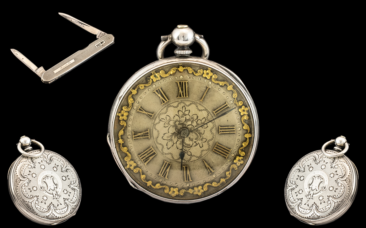 Swiss made 1920's Superior Ladies Ornate Silver Open Faced Key-Wind Small Pocket Watch,