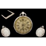 Swiss made 1920's Superior Ladies Ornate Silver Open Faced Key-Wind Small Pocket Watch,