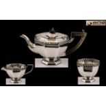 Edwardian Period Well Designed 3 Piece Singles Sterling Silver Tea-Service of Pleasing