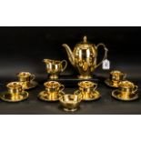 Royal Winton Gold Lustre Tea Set comprising Tea Pot, Milk Jug & Sugar Bowl, six teacups and saucers.