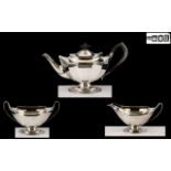 Sterling Silver 3 Piece Matched Tea Service of Excellent Design and Proportions.