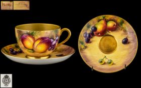 Royal Worcester Hand Painted and Signed Matched Cup and Saucer.