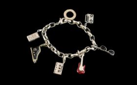 Thomas Sabo Sterling Silver Charms Club Loaded with 6 Silver and Enamel Thomas Sabo Signed Charms.