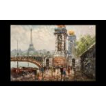 Large' French Impressionist ' Oil on Canvas in a gilt frame,