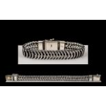 Gents - Sterling Silver Well Made Concertina Design Bracelet of Excellent Quality, Good Clasp.