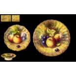 Royal Worcester Hand Painted Pair of Fruits - Signed Small Dishes,
