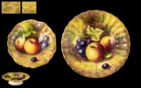 Royal Worcester Hand Painted Pair of Fruits - Signed Small Dishes,