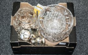 Collection of Plated Ware & Cut Glass, comprising plated milk jug and sugar bowl; two boxed