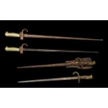 Two Antique French Bayonets in original scabbards comprising Model 1886 Epee and Model 1878