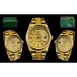 Rolex - 18ct Gold Oyster Perpetual Day-Date Chronometer Gents President Bracelet Wrist Watch.