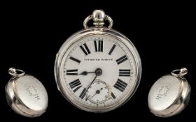 Antique Period - English Lever Sterling Silver Open Faced Pocket Watch with Key.