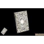 Victorian Period - Nice Quality Sterling Silver Hinged Card Case with Engraved Decoration to Back