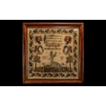Large Victorian Sampler dated 1860, finely executed by Mary Oliver, aged 10 years,