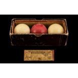 Early 20th Century Boxed Set of Billiard Balls, crystalate balls in original box
