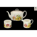 Wedgwood 'Summer Bouquet' Bone China Tea Pot, Sugar Bowl & Milk Jug,