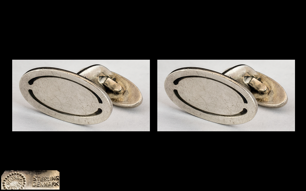 Georg Jensen Gents Silver Cufflinks, fully hallmarked, model No. 75.