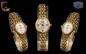 Rotary ' Elite ' Ladies 9ct Gold Bracelet Wrist Watch.