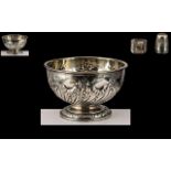 Late Victorian Period Sterling Silver Embossed Footed Bowl of Small Proportions,