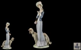 Lladro - Attractive and Tall Hand Painted Porcelain Figure ' Stepping Out ' Model No 1537.