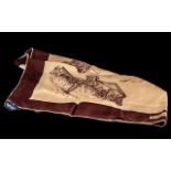 Burberry Silk Scarf, illustrations depict travel, with brown border,