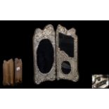 Edwardian Style - Good Quality Sterling Silver Ornate Well Made Photo ( 3 ) Folding Frame,