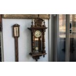 Late 19th/Early 20th Century Oak Cased Vienna Wall Clock Crossed Swords by Hamburg American Clock