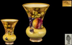 Royal Worcester Fine Hand Painted and Signed Fruits Vase ' Fallen Fruits ' Still Life - Peaches,