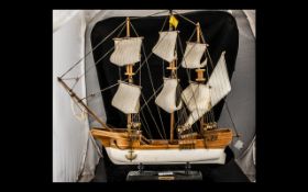 Wooden Model of Sailing Ship 'Santa Maria', mounted on a wooden base; 20 inches (app.