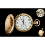 American Watch Co Waltham - Keyless 9ct Gold Full Hunter Pocket Watch with Excellent Movement.