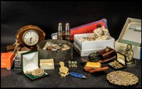 Mixed Box of Collectibles to include two Trench Art Shell cases,