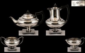 Art Deco Period Designed Superb Quality ( 4 ) Piece Tea Service ( Excellent Design ) From 1930.