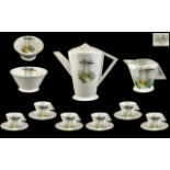 Shelley Art Deco Period Tea Service 'Cornfield', with a black print,