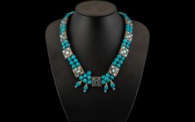 Turquoise Coloured Stone Bead Necklace i