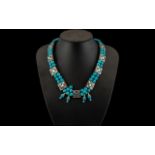 Turquoise Coloured Stone Bead Necklace i