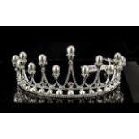 Crystal and White Faux Pearl Tiara, an e