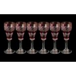 Cranberry Glass - Suite of Six Engraved