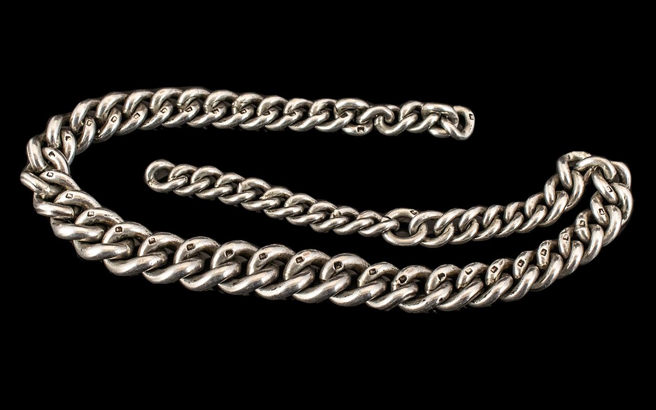 Heavy Silver Albert Chain, Victorian sil