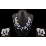 Sapphire Blue and White Crystal Collar N