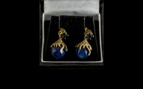 Sapphire & Diamond Drop Earrings, unusua