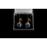 Sapphire & Diamond Drop Earrings, unusua