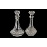 Two Cut Glass Decanters, both with decor