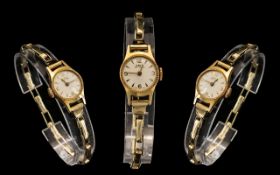 Ladies Oris 9ct Gold Mechanical Wind Wri