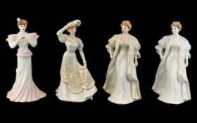 Collection of Coalport White Porcelain Figures, in the Chantilly Lace Series, comprising 'Breeze',