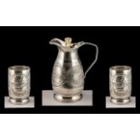 High Grade Indian Silver Water Jug and Goblets wonderful quality and design.