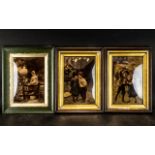 Collection of Three German Crystoleums, two depicting young children at play, and the third two